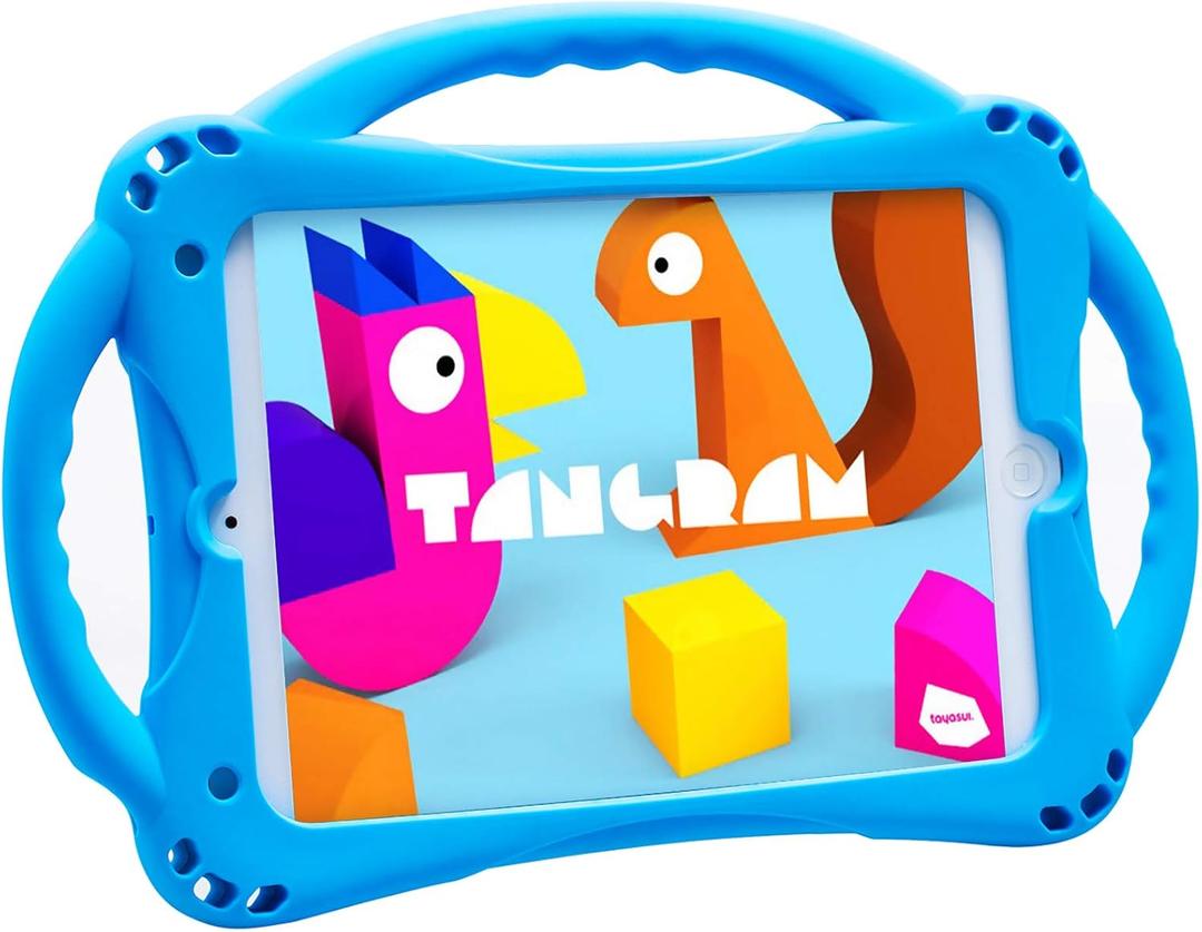 TopEsct Kids Case for iPad mini 5 4 3 2 1,Silicone Childproof Case for iPad mini 5 4 3 2 1, Built-in Handle Stand, Comes with a Strap (Blue)