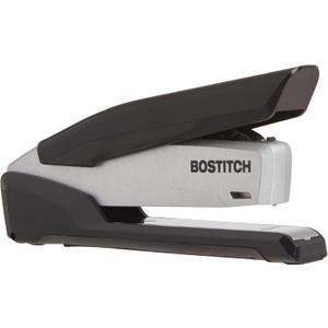 Bostitch Office Executive Metal Desktop Stapler, 3 in 1 Spring Powered Stapler, One Finger, Staple Storage Compartment & Staple Remover, Includes 210 Staples, 28 Sheet Capacity, Black/Gray