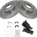 TRQ Rear Brake Pad & Rotor Kit Brake Pads Brake Rotor Ceramic Compatible with 1997-2002 Ford Escort 1994-2005 Mazda Miata 1998 Protege Mercury Tracer