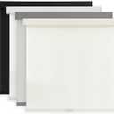 AOSKY Light Filtering Roller Shades Cordless Blinds for Windows, 1% Openness Free-Stop Shades with Valance, Thermal Insulated Fabric, UV Protection, Natural Woven Blinds（25" W x 72" H, Ivory）