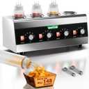 WantJoin Electric Sauce Warmer Dispenser Countertop Stainless Steel Sauce Heat Preservation Machine Hot Fudge Nacho Cheese Ketchup Chocolate Warmer for Commercial with 650ml Squeeze Bottle*4