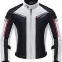 Motorcycle Jacket Motorbike Biker Waterproof Jackets Windproof Full Body Protective Gear Armoured Summer Winter for Men (Large, White)