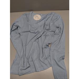 ANRABESS Womens Long Sleeve Thermal Shirts Slim Fit Basic Tee Tops Warm Fleece Undershirts 2025 Fall Winter Layer Outfits Size S Light Blue Color, Small