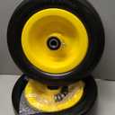 2 Pcs 13x5.00-6 Flat Free Tire and Wheel with Reinforced Rim and 3/4" Chrome Steel Bearings, 13x5x6 Lawn Mower Tires for Residential and Commercial, Zero Turn Mower Front Tires, 4.2"-6.2" Centered Hub (Yellow)