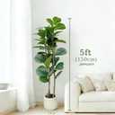 5ft Fake Fiddle Leaf Fig Tree, Realistic Fake Plants with Natural-Looking Trunk, Evergreen Faux Plants Indoor for Home & Office Decor3 Poles, White Pot