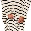 Saodimallsu Womens Striped Sweater Dress Fall Chunky Knit V Neck Collared Long Sleeve Sexy Slit Loose Midi Dresses (Medium, Beige)