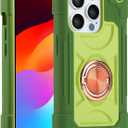 MARKILL Compatible with iPhone 15 Pro Max Case 6.7 Inch with Double Ring Stand, Heavy-Duty Military Grade Shockproof Phone Cover for iPhone 15 Pro Max. Avocado