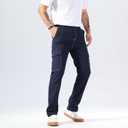 Plaid&Plain Mens Cargo Pants Slim Fit with Contrasting Topstitching and Multi-Pocket (38W x 30L, Navy Blue)