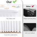 Wish Care 2 Pack White Spandex Table Clothes for 8 Foot Rectangle Tables, 8FT Wrinkle Free Fitted Tablecloths Ruffles Design Table Cover for Party, Banquet, Wedding and Events