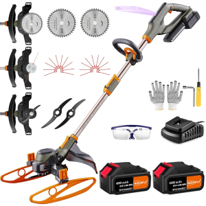 13-Inch Cordless String Trimmer & Edger, (2 x 21V 4.0Ah Electric Brush Cutter Battery Powered), with 2 x Saw Blades, 2 x Metal Blades, 20x Grass Cutting line -WEG21C 13-Inch Cordless String Trimmer & Edger, (2 x 21V 4.0Ah Electric Brush Cutter Battery Powered), with 2 x Saw Blades, 2 x Metal Blades, 20x Grass Cutting line -WEG21C