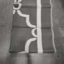 OutdoorLines Outdoor Reversible Rugs for Patio 9x12 ft - Outside Plastic Carpet, Stain & UV Resistant Portable RV Mat, Straw Rug for Camping, Backyard, Deck, Picnic, Porch Moroccan Gray & White