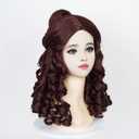 Wiggy Mermaid Brown Princess Wig with Bun Long Curly Wig + Cap for Halloween Costume Cosplay