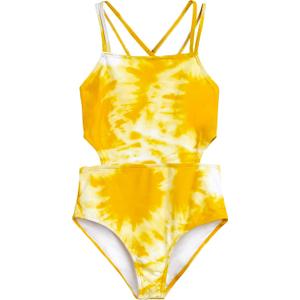 Kanu Surf Girls' Beach Sport Cut-Out One Piece Swimsuit , Color Yellow, Size 12