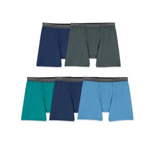 Fruit of the Loom mens 4-way Stretch Boxer Briefs | Lightweight & Moisture Wicking Underwear | Long Leg, Regular Leg & Trunk L