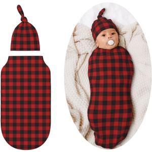 Christmas Checkered Swaddle Blankets Newborn Receiving Blanket Baby Swaddle Wrap Soft Sleeping Sack for Baby Girls Boys