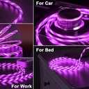 USB C to USB C Cable, Light up iPhone 15 Charger Cord 6ft, 60W/3A LED Type C Fast Charging Cable for iPhone 15 Por Max Plus/MacBook Air/Pro, iPad Pro 12.9/11, for Samsung Galaxy S23/S22 (Purple)