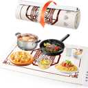 Electric Warming Tray - 5 Temperature and Time Settings, Silicone Food Mat for Parties, Buffets, Travel and Daily Use, Keep Food Warm and Enjoy