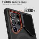 SURITCH for Samsung Galaxy S24 Ultra Phone Case, Magnetic Protective Cover with Camera Cover & Adjustable Metal Kickstand for Galaxy S24 Ultra (2024)-Black