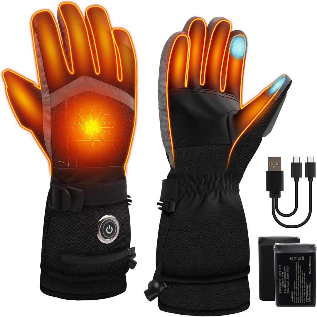 SVPRO Heated Gloves, 5V 6000mAh Rechargeable Heated Ski Gloves for Men & Women, Waterproof & Windproof Electric Heating Glove for Skiing, Hunting, Motorcycling, Hiking, Outdoor Work (Medium)