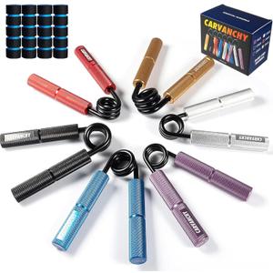 Grip Strength Trainer Set, 50-350LB, Wrist Forearm Strengthener, Metal No Slip, Hand Grip Gripper Strengthener for Strength Training and Exercise, Hand Workout Squeezer Grip Strength (6Pack,50-300lb,Purple+Silver+Blue+Red+Black+Gold)