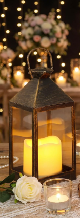 Electronic Candle Storm Lantern Decorative Candle Lanterns (Bronze)