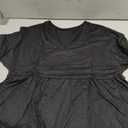 LYANER Women's Sexy V Neck Short Sleeve Babydoll Top Irregular Flowy Hem T-shirt Ruffle Tunic Black Medium