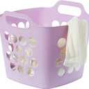 Flexible Plastic Carry Laundry Basket Holder Square Storage Hamper with Side Handles (Purple)
