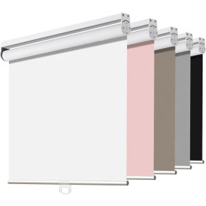 Joydeco White Cordless Roller Shades, Spring Roller Blackout Window Blinds with UV Protection, Room Darkening Window Shades and Door Blinds for Home and Office (35" W x 75" H, White)