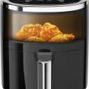 Compact Air Fryer, 9-in-1 with Smart Digital Color TouchScreen Air Fryers, View Window, Air Fry, Roast, Bake,Reheat, Dehydrate, 12 Presets,Dishwasher Safe Basket & Less Oil Nonstick,4.2QT