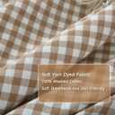 Silnuo Taupe/White Plaid Ruffle Duvet Cover Queen Size,100% Washed Cotton 3 Pcs Vintage Checkered Chic Gingham Bedding Set Comforter Cover Set