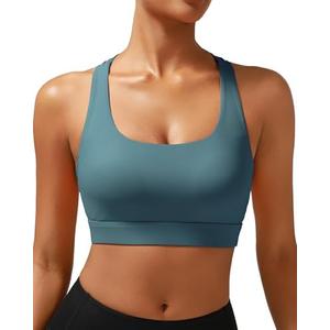 RUNNING GIRL High Impact Sports Bras for Women - Scoop Neck Strappy Sports Bra High Support Moulded Cup Workout Bra.M