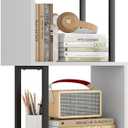 Gadroad 4-Tier Bookshelf, Narrow S-Shaped Geometric Bookcase, Wood Decorative Storage Shelving, Modern Freestanding Display Shelves, Book Shelf Unit for Living Room Bedroom Home Office, White