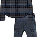 Splendid boys Kids' Long Sleeve Top and Pant Set (2T, Asphalt)
