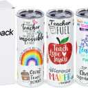 4 Pack Teacher Appreciation Gifts, Teacher Gifts from Student, Teacher Appreciation Week Gifts, 20 oz Skinny Teacher Tumbler for Teacher Week, Birthday, Back to School, Christmas