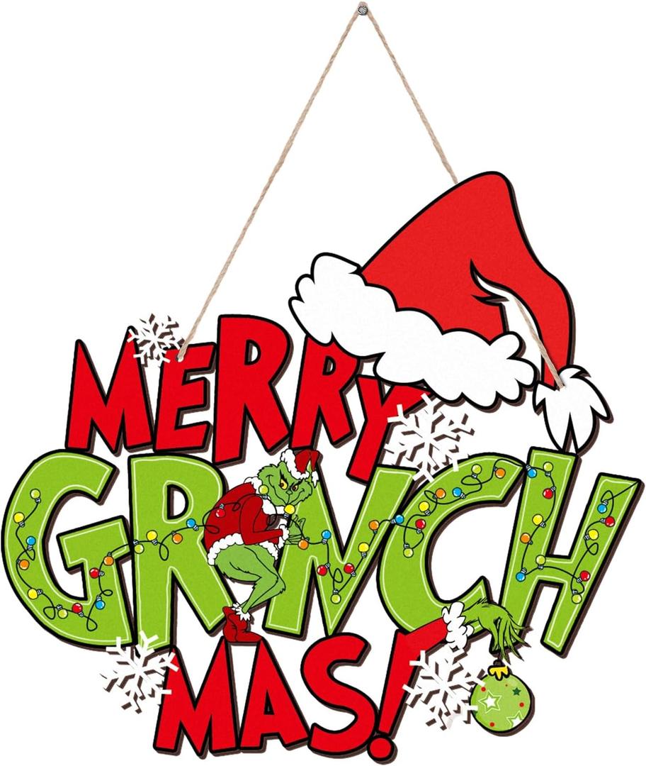 Christmas Decorations Door Sign, Xmas Decorations Wooden Hanging Sign Christmas Home Decor Seasonal Winter Holiday Funny Indoor Outdoor Party Decor