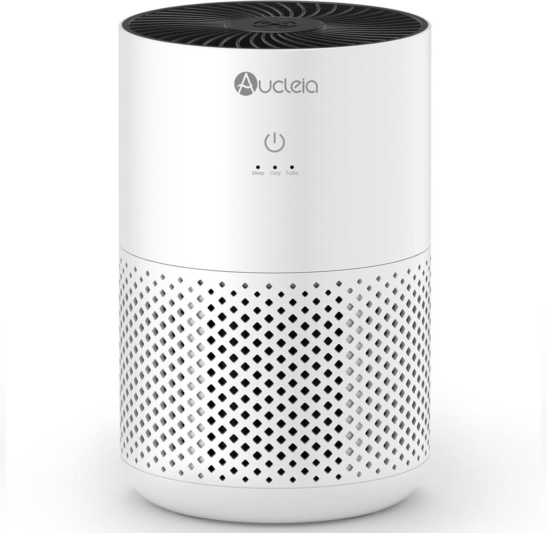 Aucleia Air Purifiers for Bedroom Home with H13 True HEPA Filter, 20dB Quiet Air Cleaner for Pets Hair Dander Odor, Smoke Dust Pollen, Aromatherapy Function, White