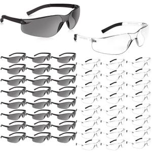 50 Pack Safety Glasses ANSI Z87.1 Scratch Resistant Eyewear for Women Man Lab Goggles Eye Protection (118- 25clear+25grey)