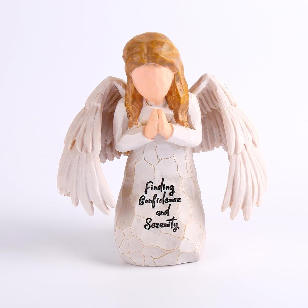 Angel Holding Dog Figurine - Hand Painted Memorial Statue, Pet Loss Sympathy Gifts for Women, Friendship Remembrance Dog Mom Gift (Prayer Angel)