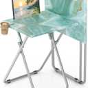 TV Trays Table Set of 2 Portable Folding TV Tray Table TV Dinner Tray with Sturdy MDF, Small Folding Tables with Phone & Tablet Slot, No Assembly Required, 15 x 18.9 x 25.6 in (Sea Blue Marble, 2Pcs)