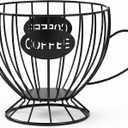 Metal Coffee Pod Holder, Large Capacity Capsule Storage Basket for Countertop, Creative Espresso Organizer in Unique Mug Shape, Coffee Bar Accessories for Home & Office(Black Cup)