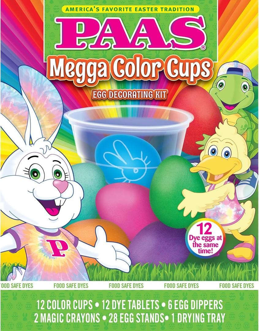 3x PAAS Megga Color Cups Egg Decorating Kit: Dye 12 Eggs at The Same Time!