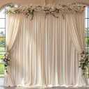 20x10ft Wrinkle Free Cream Backdrop Curtain for Parties Soft Fabric Drapes Wedding Curtain Backdrop for Birthday Party Decorations Background for Photography 5x10ft,4 Panels