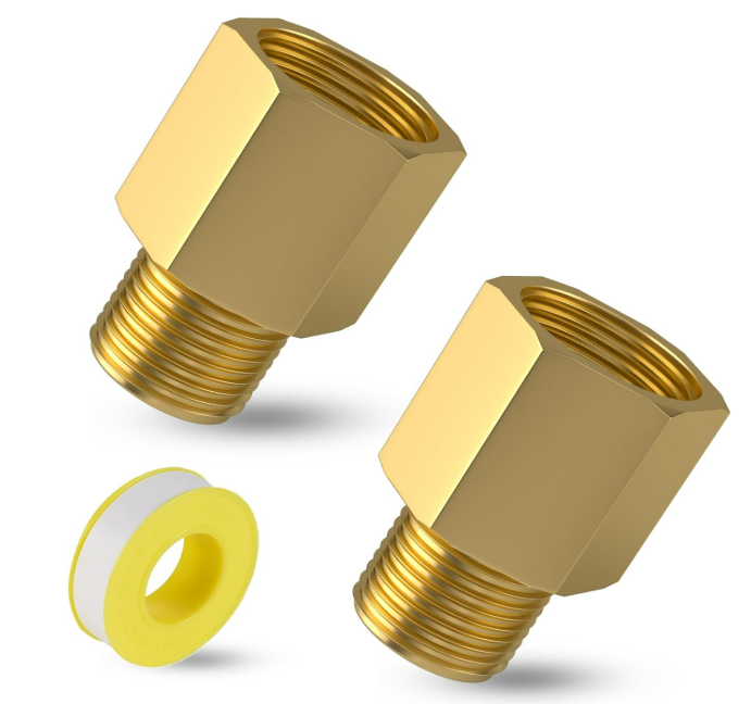 3/4" Inch Male x 1'' Female NPT Brass Pipe Fitting Reducer Adapters, Water Line Adapter, Stop Valve, Brass Pipe Extension Connectors for Kitchen Bathroom, 2PCS (3/4" Male x 1" Female)