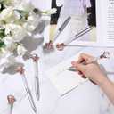 Sherr 100 Pack Big Crystal Diamond Pens Cute Ballpoint Pens Retractable Ballpoint Rhinestones Crystal Bling Gem Plated Black Gel Ink Office Supplies Gifts for Women(Silver,Wedding Style)
