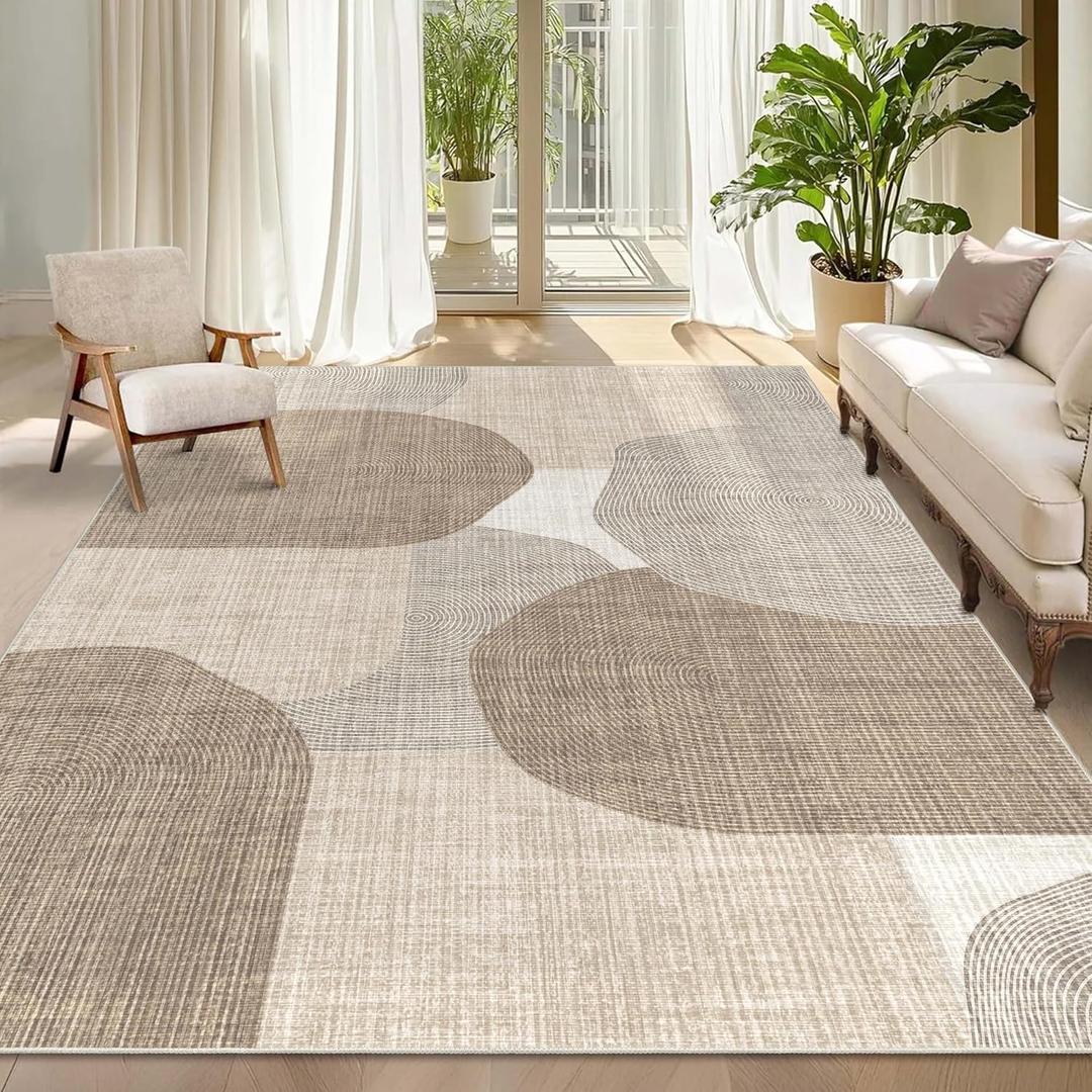 Large Modern Area Rugs 8x10 Washable Rug for Living Room Beige