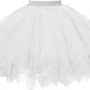 GOOBGS Musever 1950s Vintage Ballet Bubble Skirt Tulle Petticoat Puffy Tutu (Small-Medium, White)