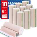 AZEN Premium 10 Pack Elastic Bandage Wrap 6 Inch, Compression Wrap Bandage for Legs, Lymphedema Wraps for Legs, Ankle, Knee, Tummy