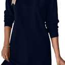 BLENCOT Womens Casual Pullover Sweatshirt Dress Crewneck Long Sleeve Trendy Fall Textured Solid Mini Dresses with Pockets (S)