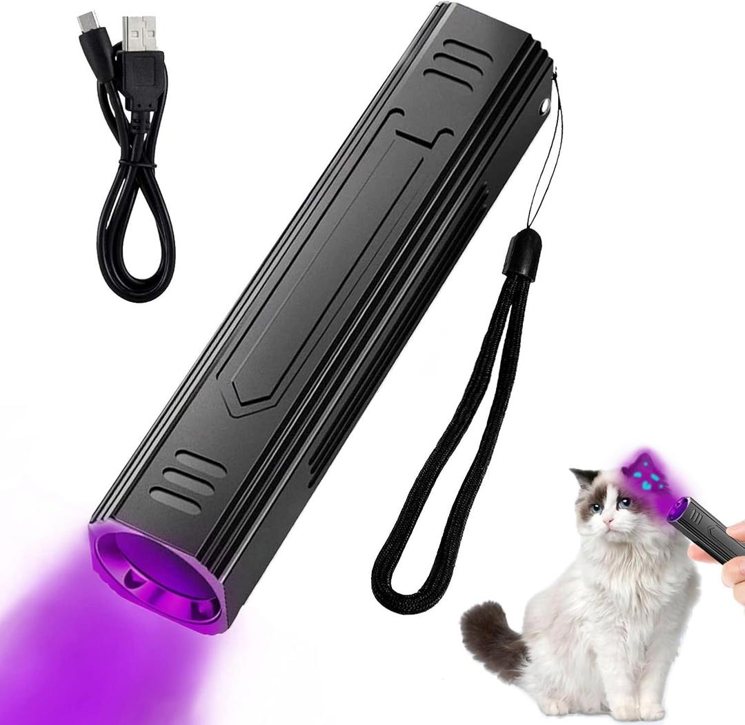 Wood's UV Lamp,Portable 365nm Pet Cat Dog UV Black light Flashlight Cat Ringworm Detector,Doctor Pet Urine Detector for Analyzing Skin Dog Cat Care Bed Bug Inspection