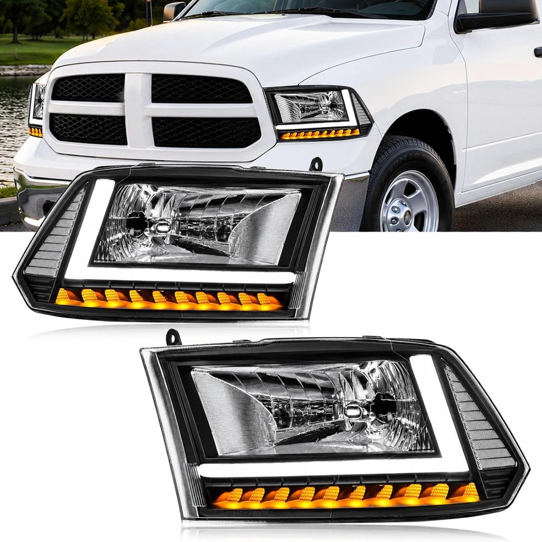 Headlights Assembly LED DRL for 2009-2018 Dodge Ram 1500-5500